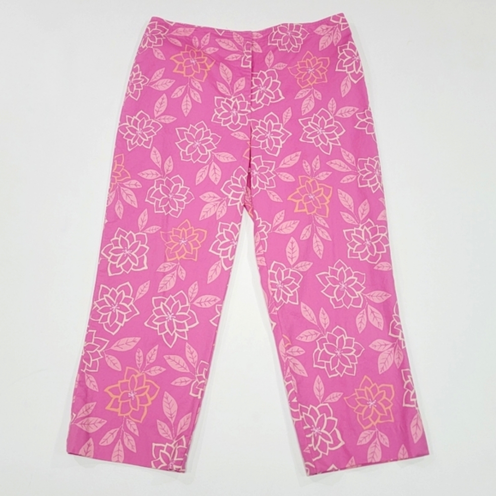 SIGRID OLSEN SPORT ♡ Gorgeous Pink | Coral 'n Cream Straight Leg Floral Capris 6